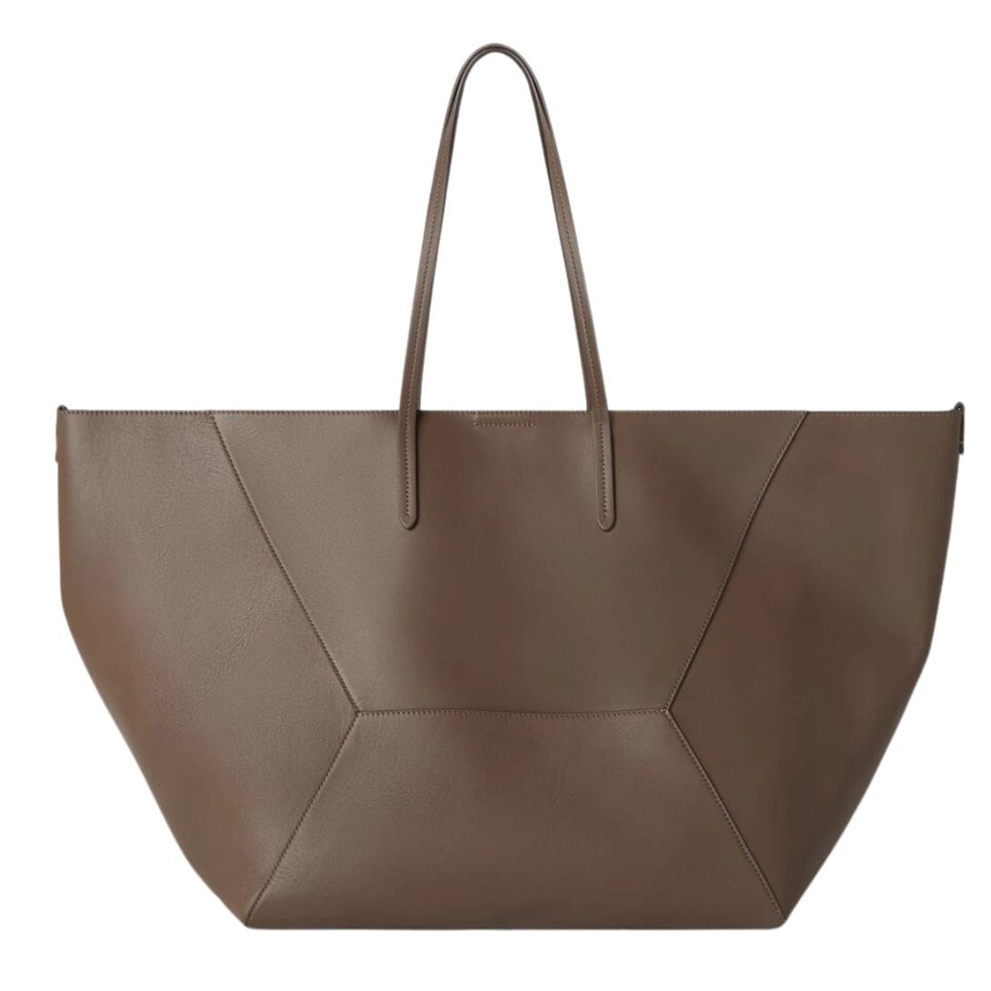 BRUNELLO CUCINELLI CALFSKIN LARGE SHOPPER BAG WITH MONILI