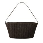 BRUNELLO CUCINELLI TECHNO COTTON RAFFIA BAG WITH SHINY ZIPPER PULL