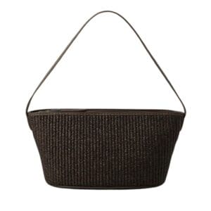 BRUNELLO CUCINELLI TECHNO COTTON RAFFIA BAG WITH SHINY ZIPPER PULL