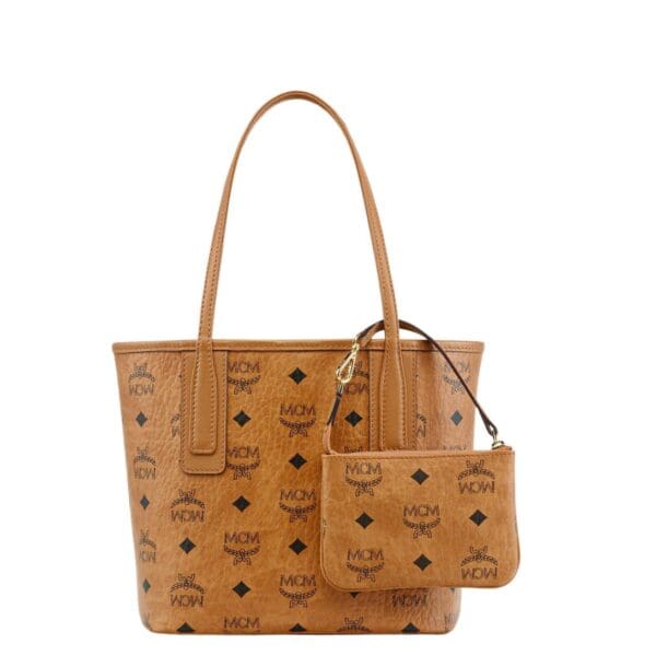 MCM MINI REVERSIBLE LIZ SHOPPER IN VISETOS COGNAC
