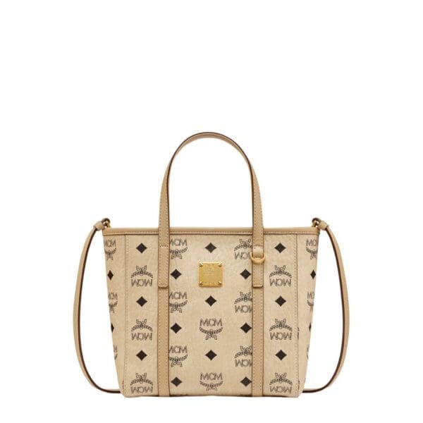 MCM MINI TONI TOP-ZIP SHOPPER IN VISETOS BEIGE