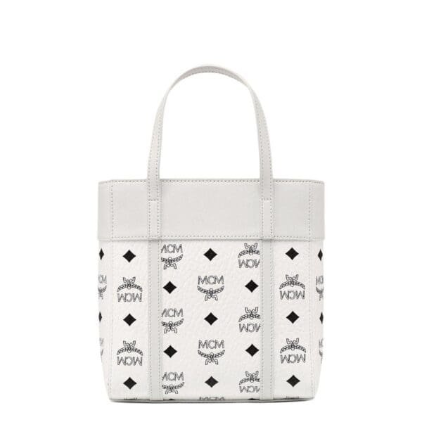 MCM MINI TONI TOP-ZIP SHOPPER IN VISETOS LEATHER MIX WHITE