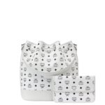 MCM LARGE DESSAU DRAWSTRING BAG IN VISETOS WHITE