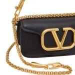 VALENTINO GARAVANI LOCÒ MICRO BAG IN CALFSKIN LEATHER WITH CHAIN