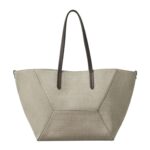 BRUNELLO CUCINELLI COTTON AND LINEN CANVAS SHOPPER BAG WITH MONILI