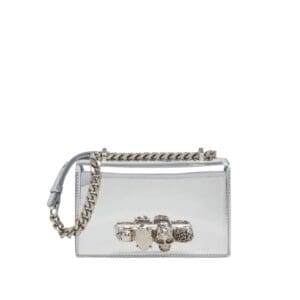 ALEXANDER MCQUEEN WOMEN’S MINI JEWELLED SATCHEL IN SILVER