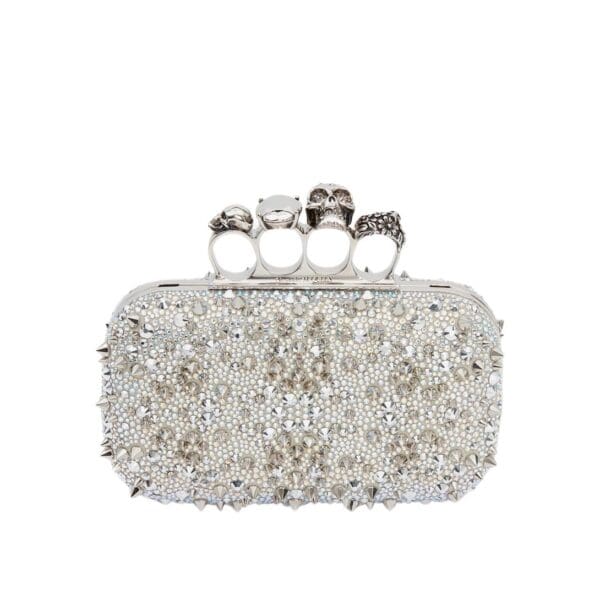 Alexander McQueen Women's knuckle clutch in white.