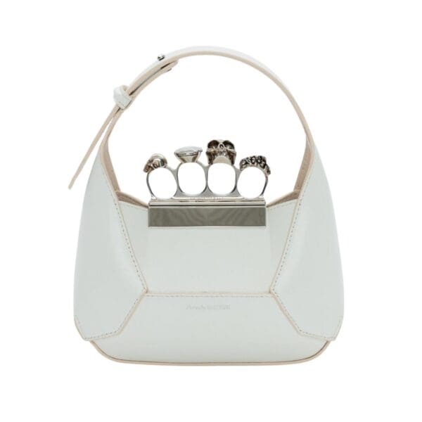 Alexander McQueen Women's the jewelled hobo Mini Bag in ivory.
