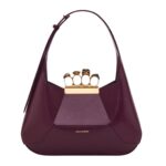 Alexander McQueen Women's the jewelled hobo Bag in burgundy.