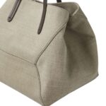 BRUNELLO CUCINELLI COTTON AND LINEN CANVAS SHOPPER BAG WITH MONILI