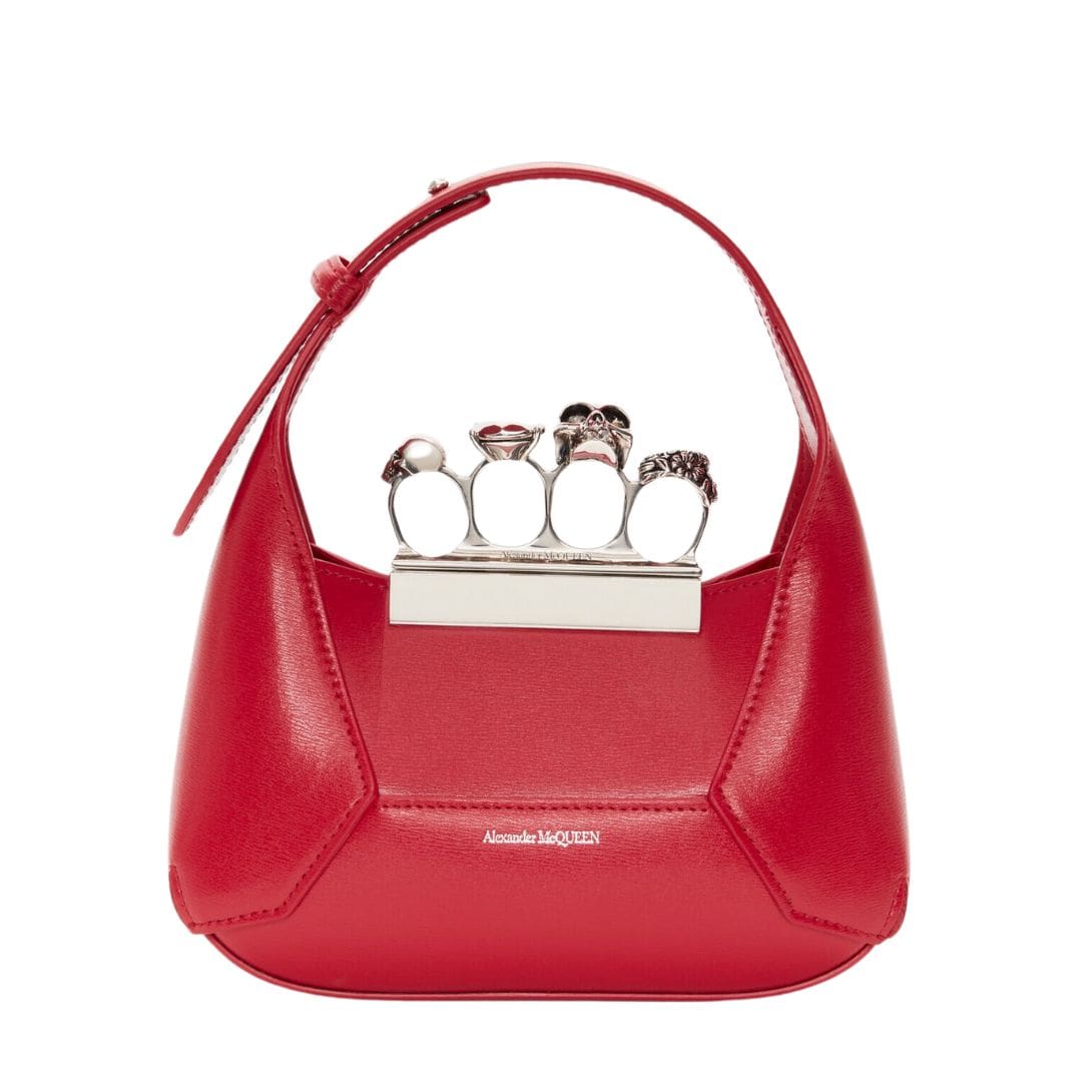 Alexander McQueen Women's the jewelled hobo Mini Bag in welsh red.