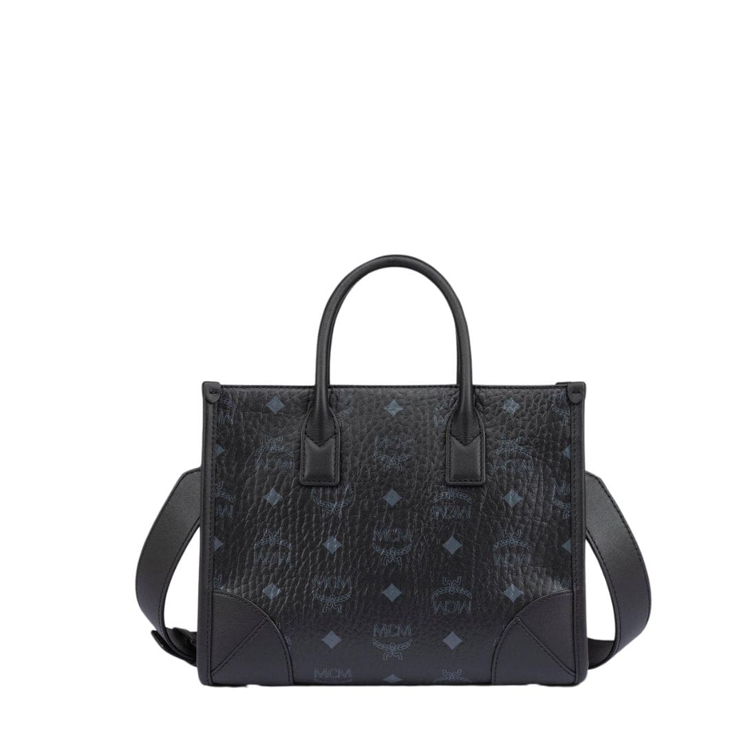 MCM SMALL MÜNCHEN TOTE IN VISETOS BLACK