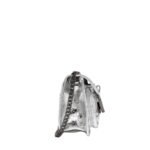MCM SMALL TRAVIA QUILTED SHOULDER BAG IN CRASH CALF LEATHER SILVER