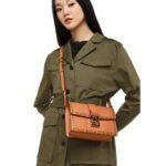 MCM SMALL TRACY SHOULDER BAG IN LEATHER VISETOS MIX COGNAC