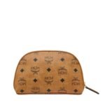MCM MEDIUM AREN COSMETIC POUCH IN VISETOS COGNAC