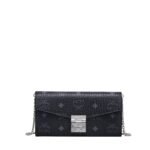 MCM LARGE TRACY CROSSBODY WALLET IN VISETOS BLACK