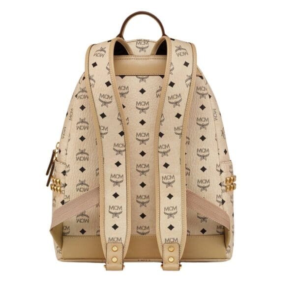 MCM MEDIUM STARK SIDE STUDS BACKPACK IN VISETOS BEIGE