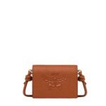 MCM HIMMEL CROSSBODY WALLET IN EMBOSSED LOGO LEATHER COGNAC
