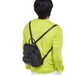 MCM MINI AREN DRAWSTRING BACKPACK IN VISETOS BLACK