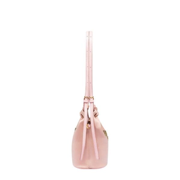 MCM MINI HIMMEL LAUREL DRAWSTRING BAG IN RECYCLED NYLON PINK