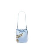 MCM MINI HIMMEL LAUREL DRAWSTRING BAG IN RECYCLED NYLON BLUE