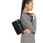 MCM SMALL TRAVIA QUILTED SHOULDER BAG IN CRUSHED LEATHER BLACK