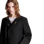 LOUIS VUITON LEATHER ACCENT ASYMMETRICAL BLAZER