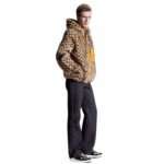 LOUIS VUITON LEATHER TRIM MONOGRAM MINK JACKET