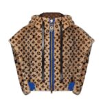 LOUIS VUITON LEATHER TRIM MONOGRAM MINK OPEN ARM JACKET