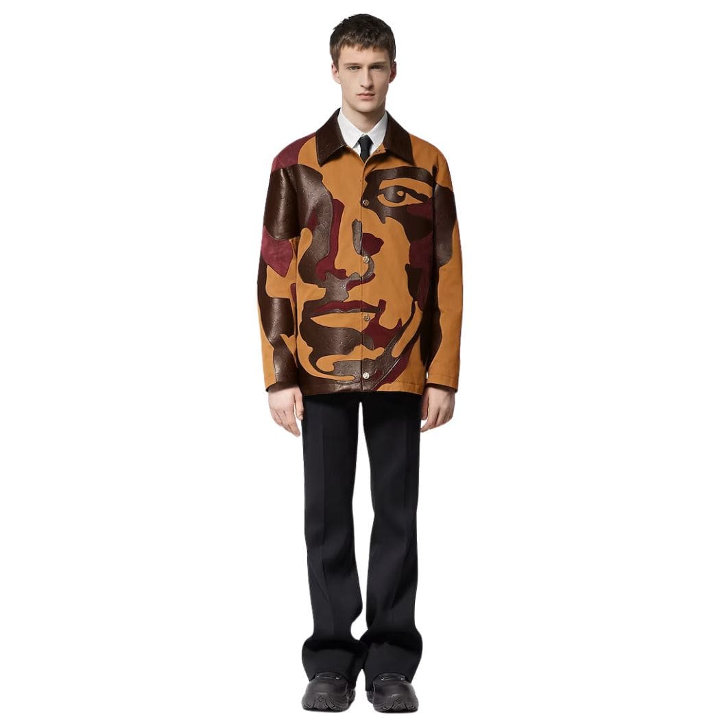 LOUIS VUITTON PATCHWORKED PORTRAIT MIXED LEATHER AND COTTON JACKET