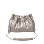 BRUNELLO CUCINELLI LAMÉ CALFSKIN SOFT BAG WITH PRECIOUS CHAIN