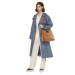 MEDIUM DIAMOND TOTE IN VISETOS LEATHER MIX COGNAC