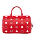 MCM Medium Ella Boston Bag in Maxi Visetos Candy Red