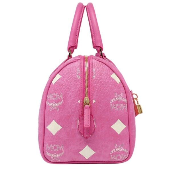 MCM Medium Ella Boston Bag in Maxi Visetos Pink