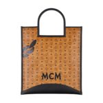 MCM X-LARGE AREN FOLD TOTE IN MEGA LAUREL VISETOS COGNAC