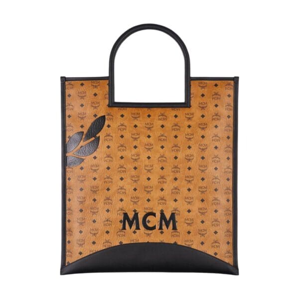 MCM X-LARGE AREN FOLD TOTE IN MEGA LAUREL VISETOS COGNAC