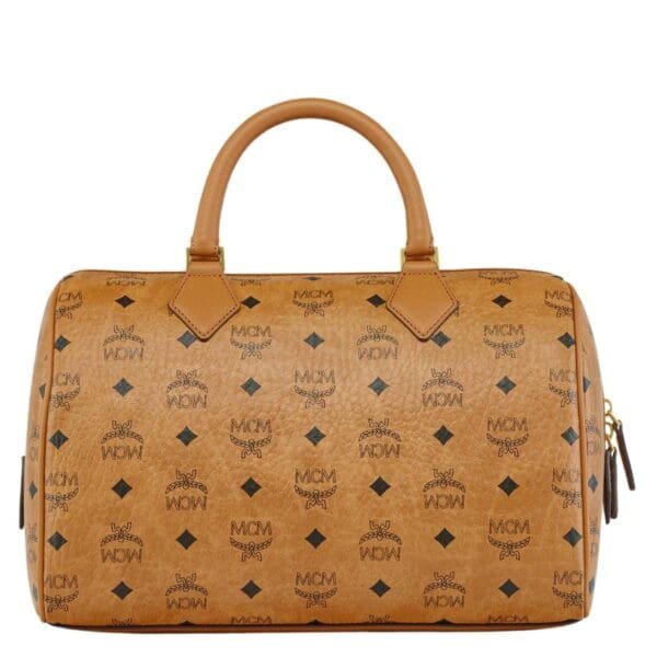 MCM MEDIUM ELLA BOSTON BAG IN VISETOS COGNAC