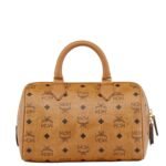 MCM SMALL ELLA BOSTON BAG IN VISETOS COGNAC