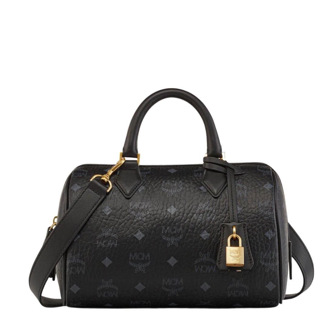 MCM SMALL ELLA BOSTON BAG IN VISETOS BLACK