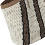 BRUNELLO CUCINELLI RAFFIA-EFFECT KNIT STRIPED SHOPPER BAG