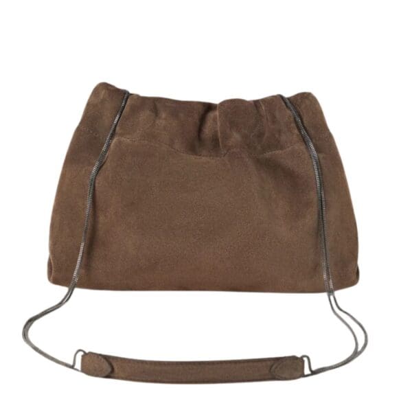 BRUNELLO CUCINELLI SUEDE SOFT BAG WITH PRECIOUS CHAIN