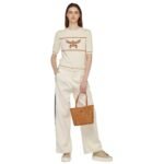 MCM MINI REVERSIBLE LIZ SHOPPER IN VISETOS COGNAC