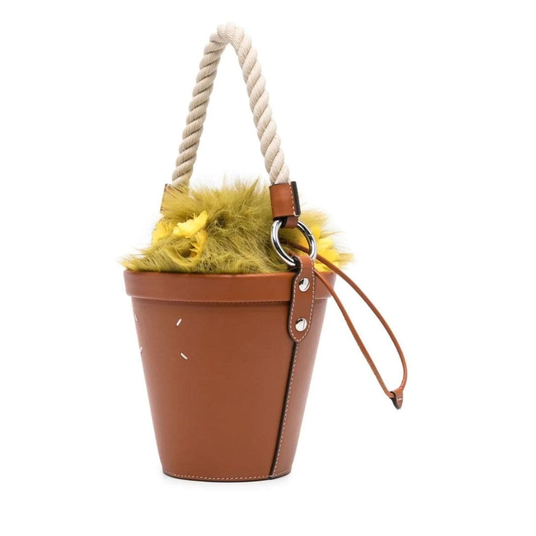 MAISON MARGIELA FLOWER LEATHER BUCKET BAG