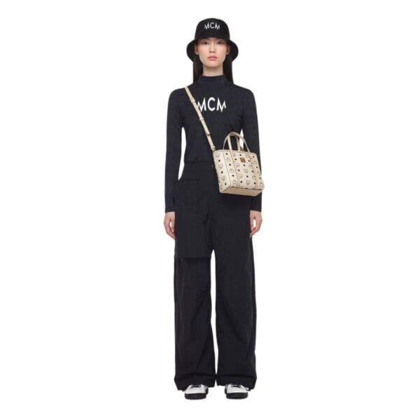 MCM MINI TONI TOP-ZIP SHOPPER IN VISETOS BEIGE