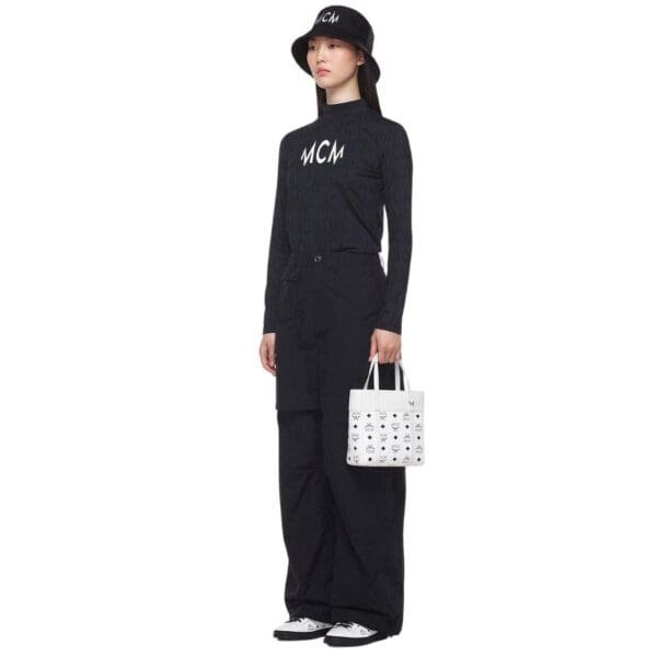 MCM MINI TONI TOP-ZIP SHOPPER IN VISETOS LEATHER MIX WHITE