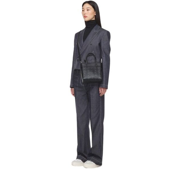 MCM MINI TONI TOP-ZIP SHOPPER IN VISETOS LEATHER MIX BLACK