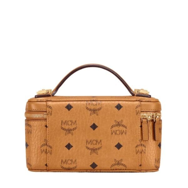 MCM MINI ROCKSTAR VANITY CASE IN VISETOS ORIGINAL COGNAC