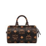 MCM SMALL AREN BOSTON BAG IN MAXI VISETOS BLACK