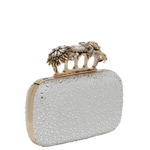 ALEXANDER MCQUEEN WOMEN'S FLOWER KNUCKLE CLUTCH IN SILVER - Image 2