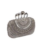 Alexander McQueen Women's knuckle clutch in silver.